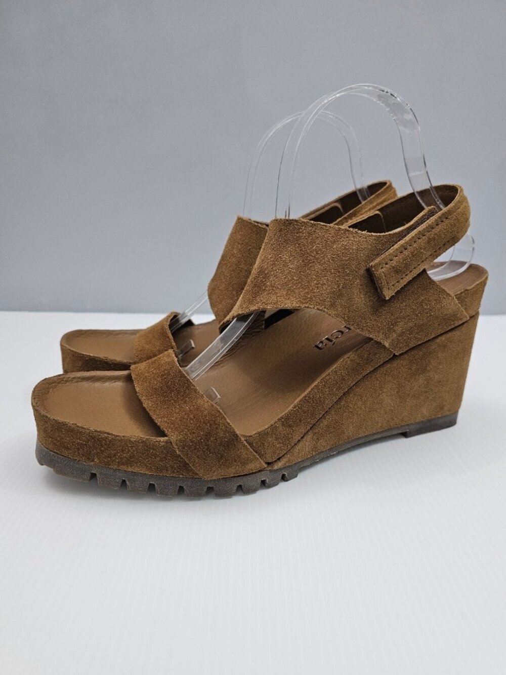 Pedro Garcia Jouri Platform Wedge Sandal Women EU 41.5 Tan Suede Designer Chunky